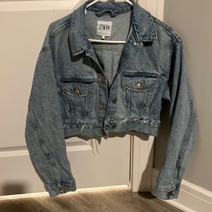 Zara Cropped Oversized Jean Jacket
